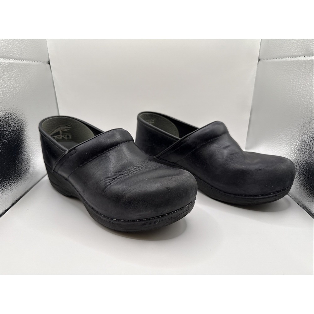 Dansko Professional Black‎ Leather Clogs Women's Size 38 Comfort Work Shoes READ